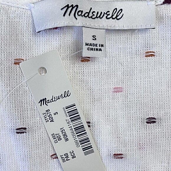 Madewell Peplum Crossover Short Sleeve Ivory Top Rainbow Clipdot Women’s S NWT - Picture 9 of 10